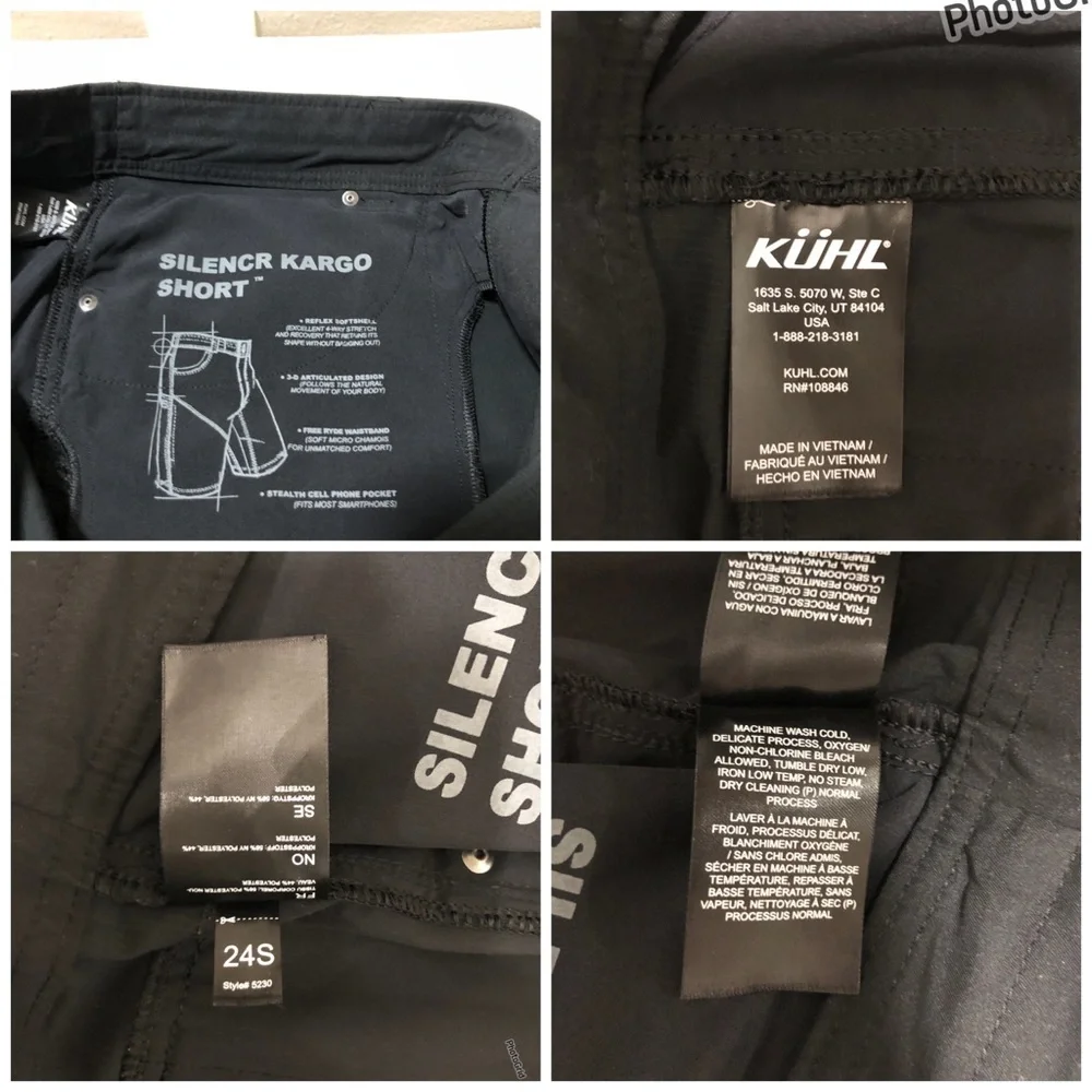 Kuhl Silencr Cargo Water Resistance stretchy Cell Pocket Lightweight Shorts‎ 42
